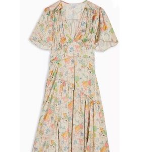 TOPSHOP Willow Floral Print Angel Sleeve Midi Dress